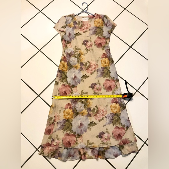 Ladies size 14 Karin Stevens elegant, easy wearing floral print long dress - Picture 10 of 12